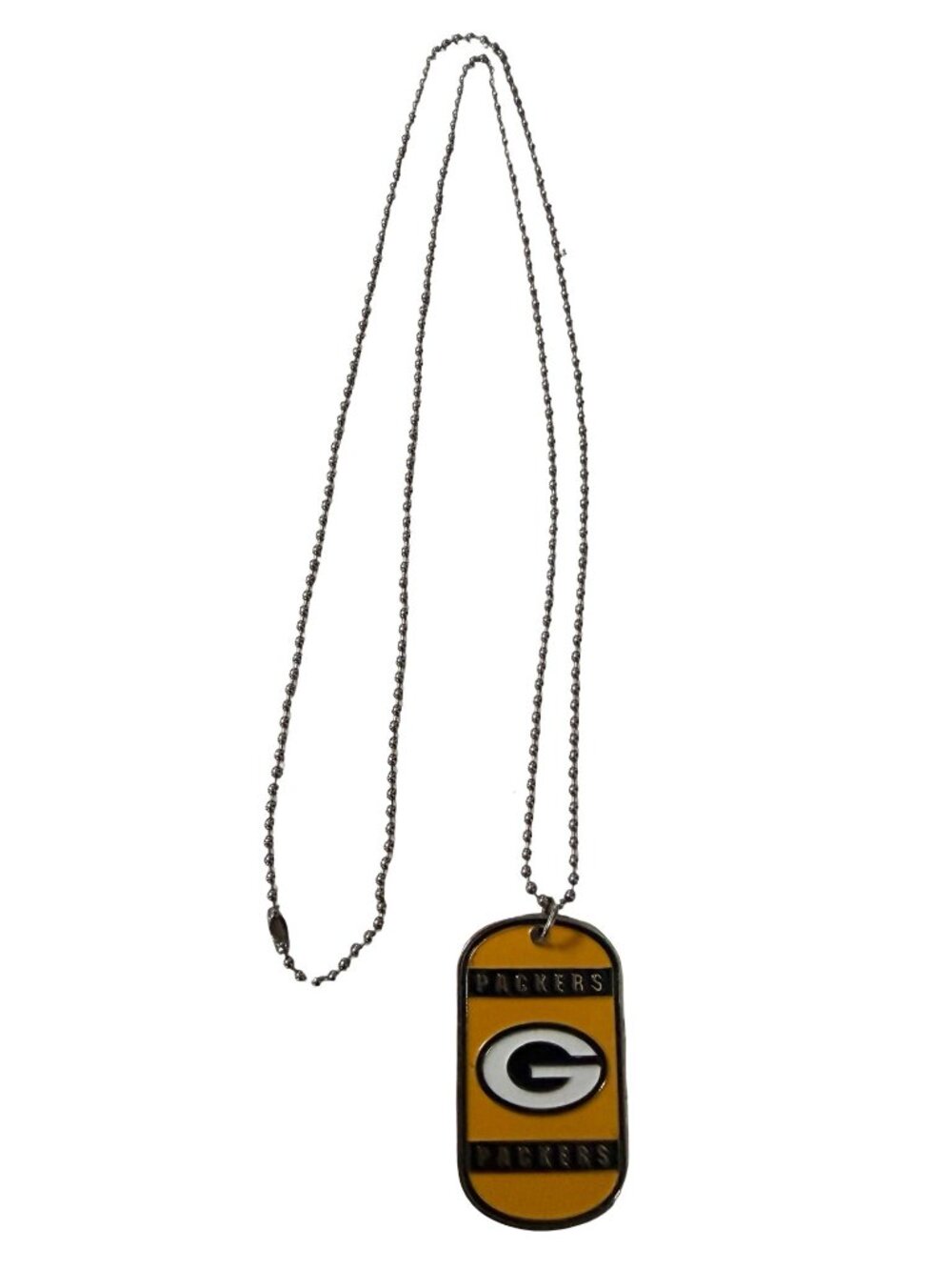 Vintage Green Bay Packers Dog Tag Necklace Yellow Black Enamel Football Fan Pend